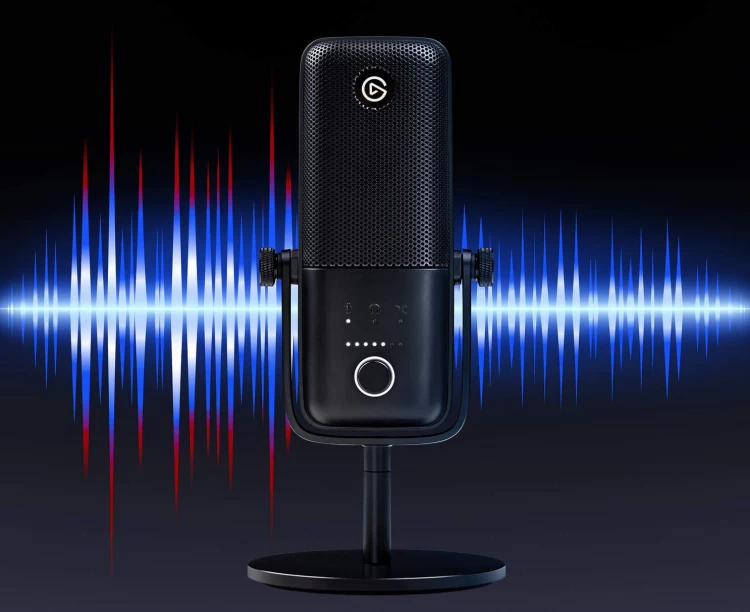 Elgato Wave:3 Microphone With Soundwave In Background