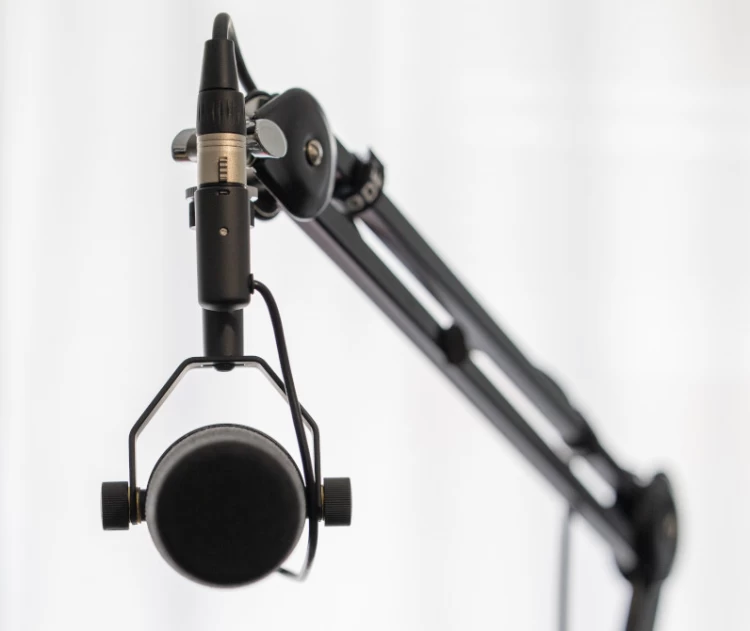 Shure SM7B Suspended From Stand